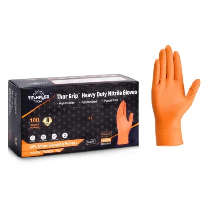 Orange Diamond Grip Heavy Duty Nitrile Industrial Gloves 8 Mil